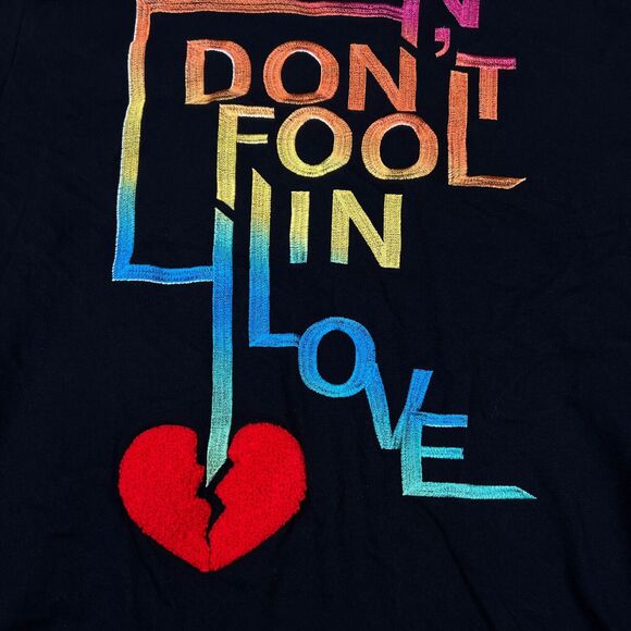 Men's Create 2MRW Don't Fool In Love T-Shirt Embroidery Rainbow Street Wear sz L - Picture 3 of 6